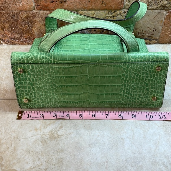 Kate Spade New York Shoulder Bag Hand Purse Green Gold Hardware Croc Embossed - Picture 11 of 15